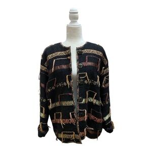 Flashback Womens Vintage 1980s Canvas Textured Art To Wear Jacket Size Large